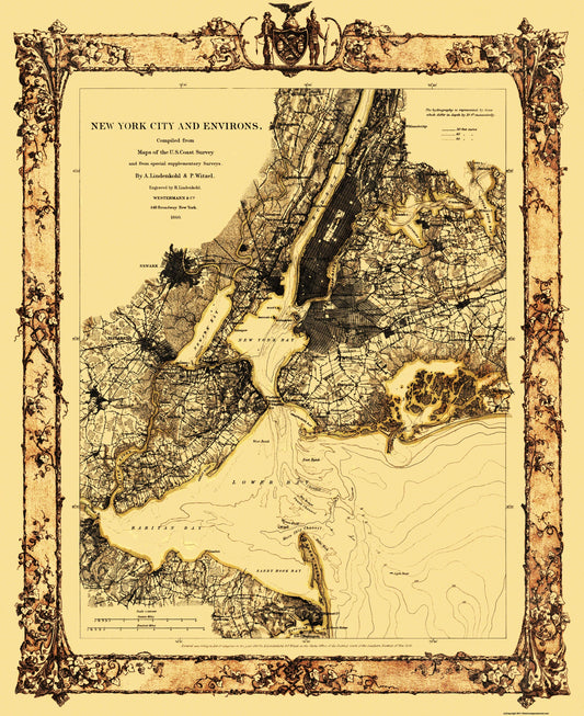 Historic City Map - New York New York - Lindenkohl 1860 - 23 x 28.19 - Vintage Wall Art