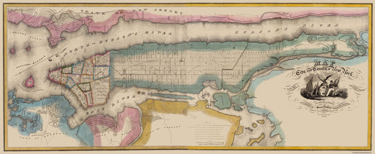 Historic County Map - New York County New York - Burr 1832 - 55.88 x 23 - Vintage Wall Art