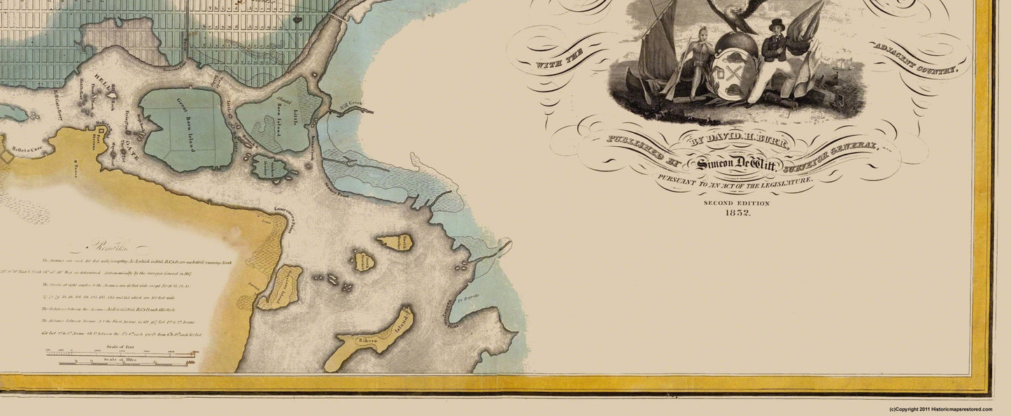 Historic County Map - New York County New York - Burr 1832 - 55.88 x 23 - Vintage Wall Art