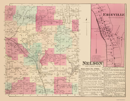 Historic City Map - Nelson New York - Whitman 1875 - 23 x 29.32 - Vintage Wall Art