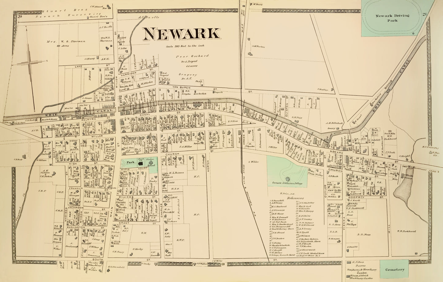 Historic City Map - Newark City New York - Beers 1874 - 23 x 36.11 - Vintage Wall Art