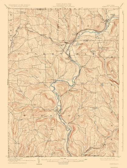 Topographical Map - Neneveh New York Quad - USGS 1905 - 23 x 30.58 - Vintage Wall Art