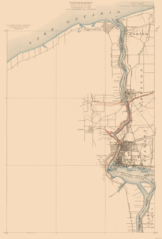 Topographical Map - Niagara Falls New York Quad - USGS - 23 x 34.03 - Vintage Wall Art