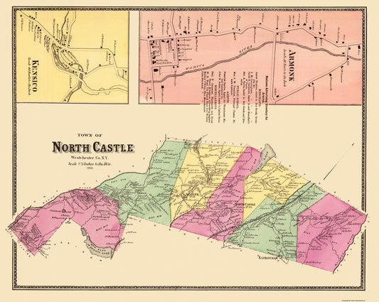 Historic City Map - North Castle Armonk New York - Beers 1868 - 28.81 x 23 - Vintage Wall Art