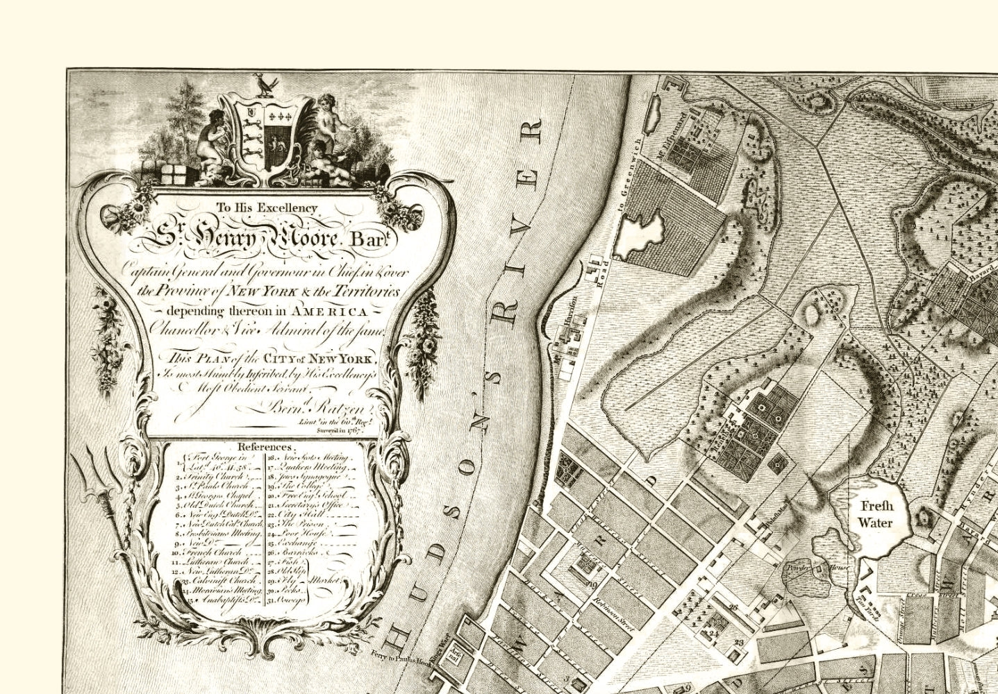 Historic City Map - New York New York Planning - Ratzen 1767 - 23 x 33.05 - Vintage Wall Art