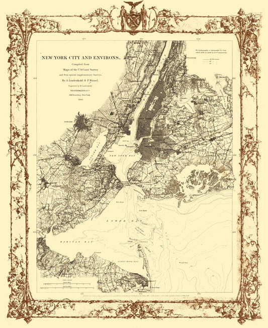 Historic City Map - New York City New York - Lindenkohl 1860 - 23 x 28.19 - Vintage Wall Art