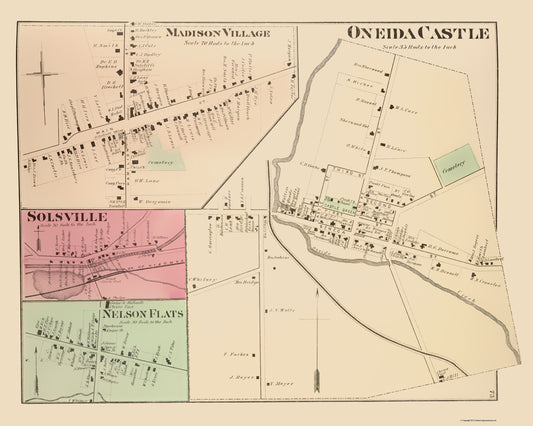 Historic City Map - Oneida Castle New York - Whitman 1875 - 23 x 28.75 - Vintage Wall Art