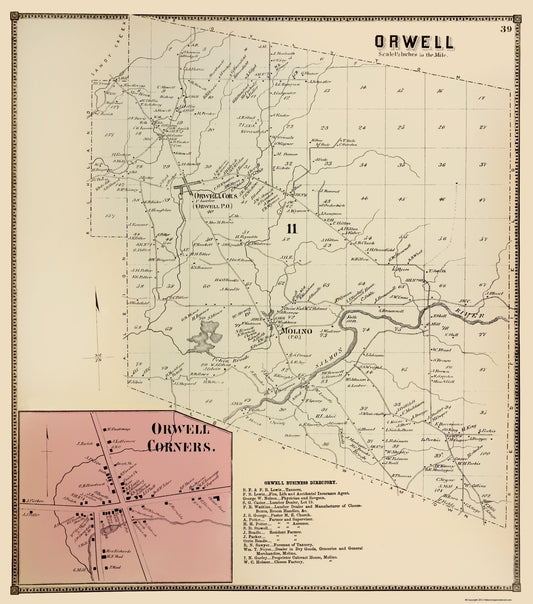 Historic City Map - Orwell New York - Stone 1867 - 23 x 26.04 - Vintage Wall Art