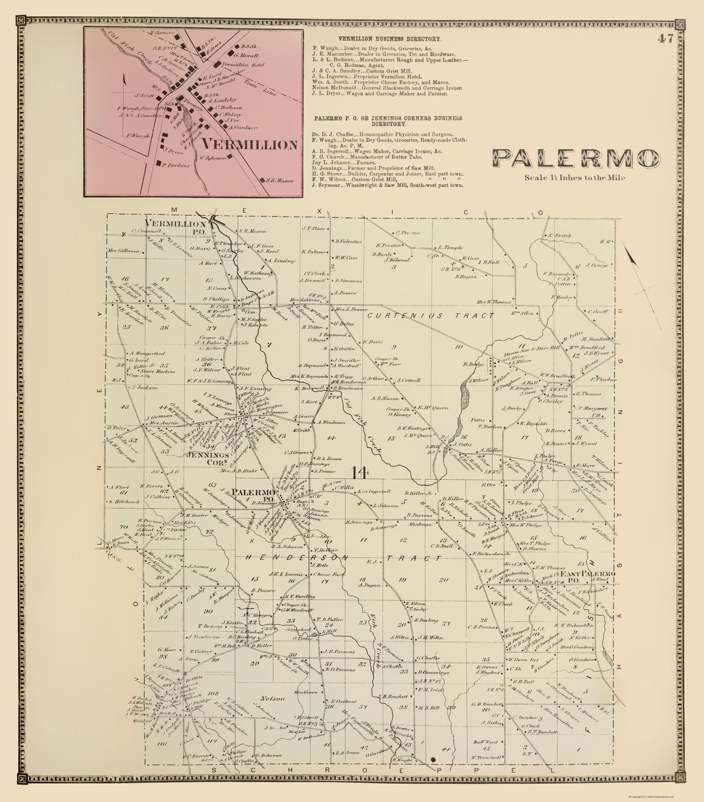 Historic City Map - Palermo New York - Stone 1866 - 23 x 26.21 - Vintage Wall Art