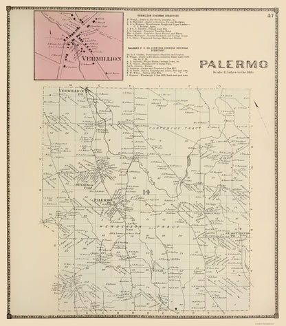 Historic City Map - Palermo New York - Stone 1866 - 23 x 26.21 - Vintage Wall Art