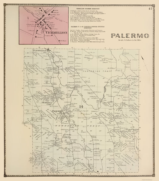 Historic City Map - Palermo New York - Stone 1866 - 23 x 26.21 - Vintage Wall Art