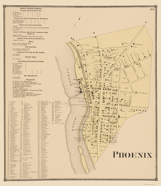 Historic City Map - Phoenix New York - Stone 1866 - 23 x 26.57 - Vintage Wall Art