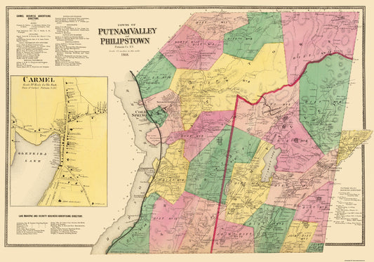 Historic City Map - Putnum Valley Phillipstown New York - Beers 1868 - 32.81 x 23 - Vintage Wall Art