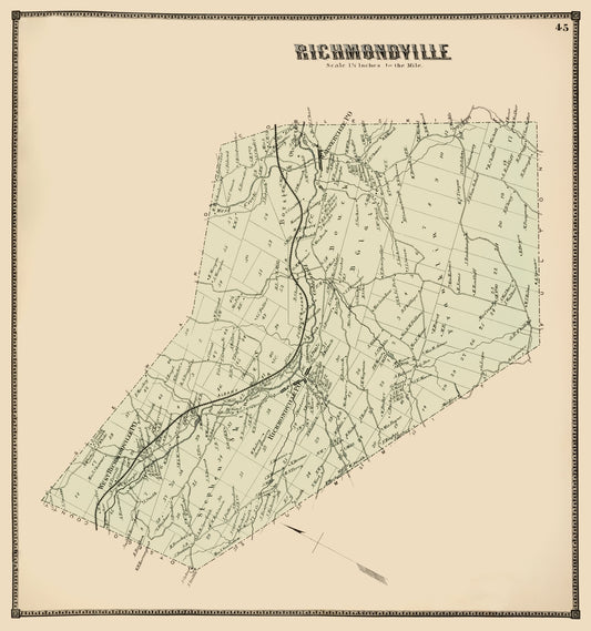 Historic City Map - Richmondville New York - Stone 1866 - 23 x 24.55 - Vintage Wall Art