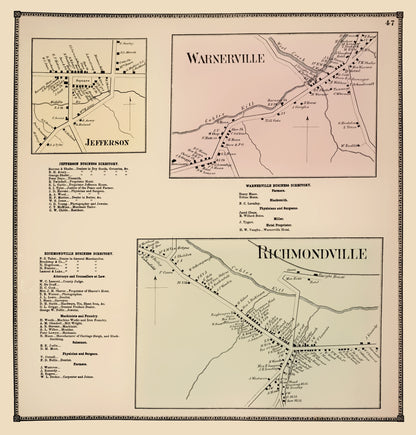 Historic City Map - Richmondville New York - Beers 1866 - 23 x 24.07 - Vintage Wall Art