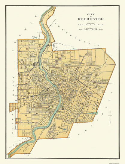 Historic City Map - Rochester New York - Bien 1895 - 23 x 30 - Vintage Wall Art