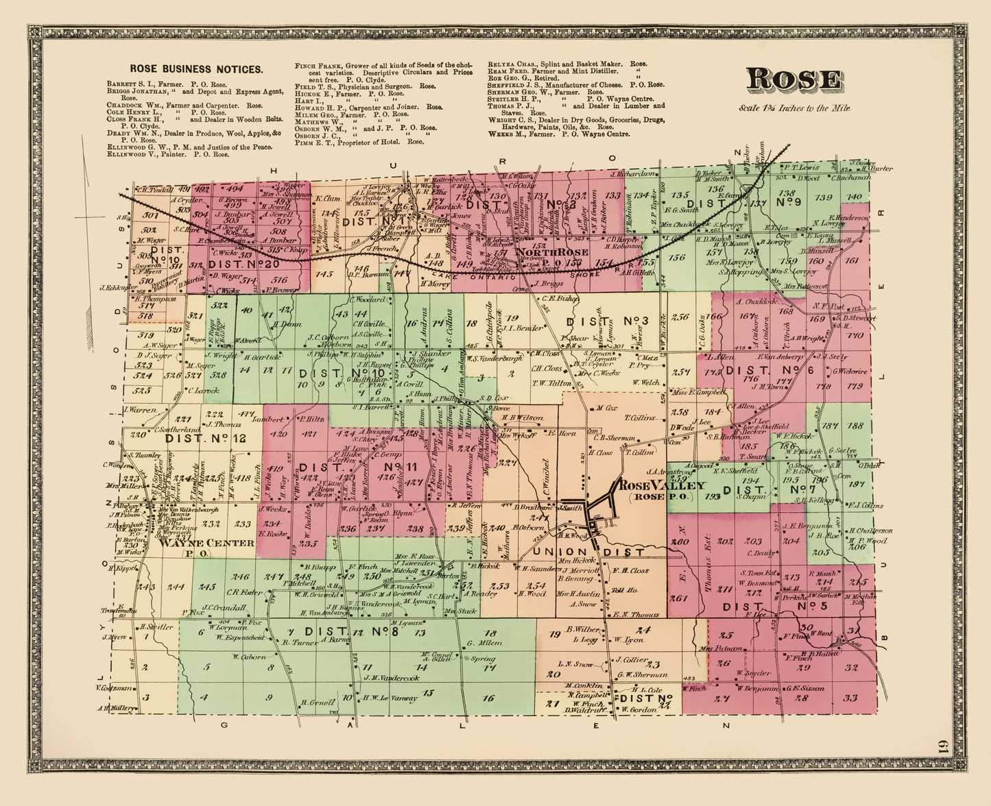 Historic City Map - Rose New York - Beers 1874 - 23 x 28.27 - Vintage Wall Art