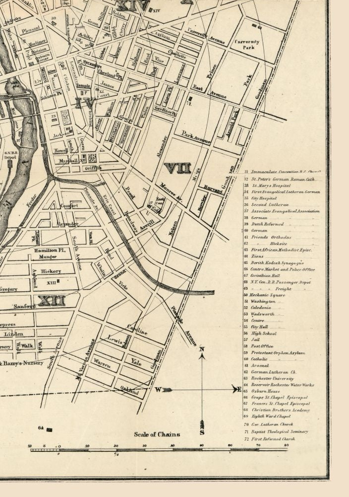 Historic City Map - Rochester New York - Allis 1872 - 23 x 32.66 - Vintage Wall Art