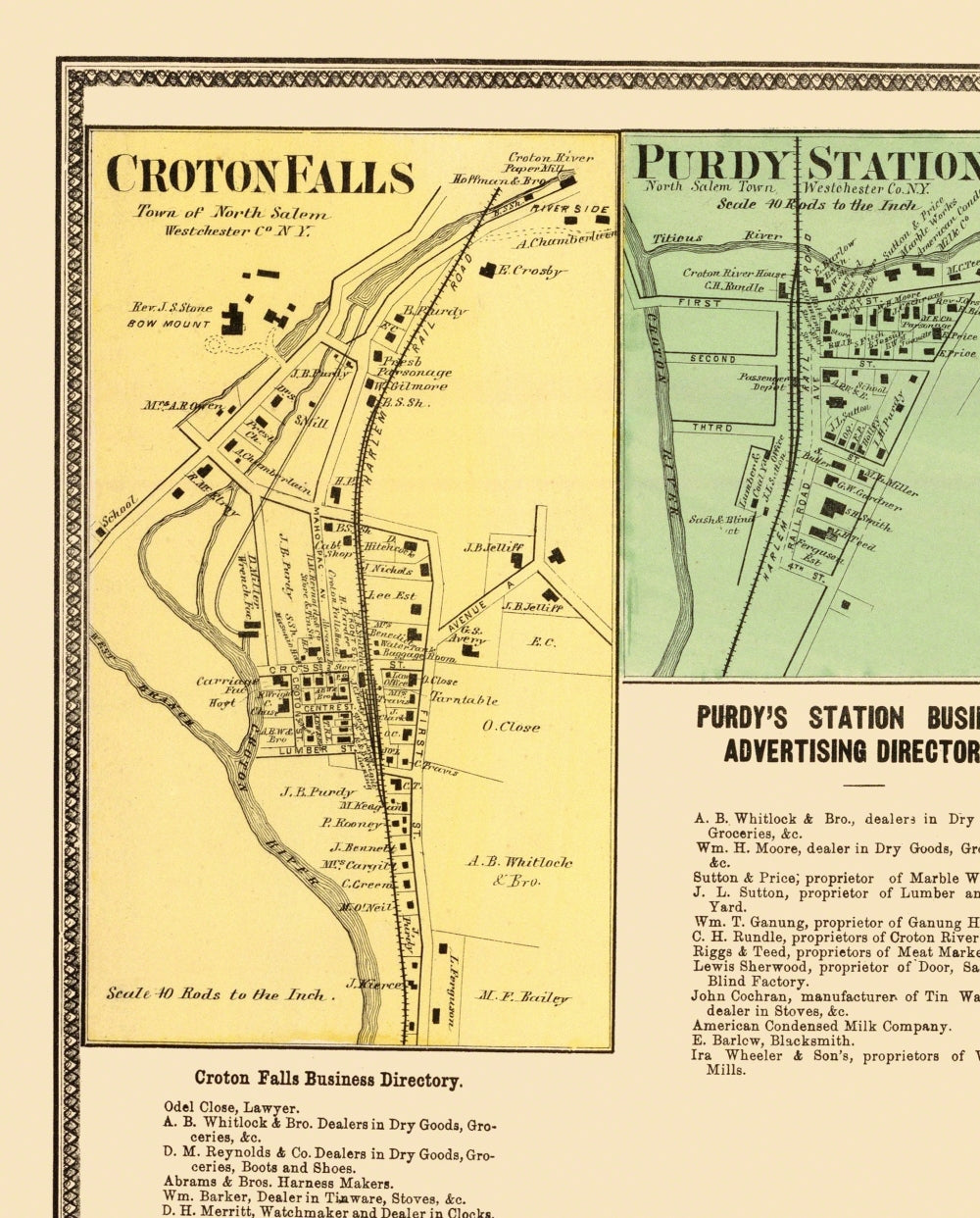 Historic City Map - North Salem New York - Beers 1868 - 23 x 28.56 - Vintage Wall Art