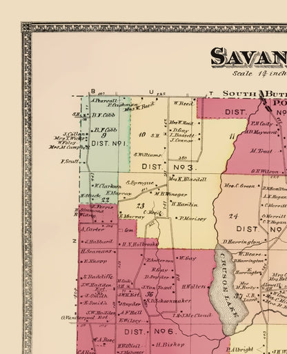 Historic City Map - Savannah New York - Beers 1874 - 23 x 28.36 - Vintage Wall Art
