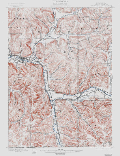 Topographical Map - Salamanca New York Quad - USGS 1900 - 23 x 29.77 - Vintage Wall Art