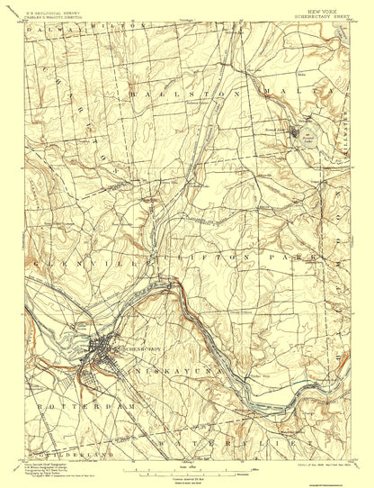 Topographical Map - Schenectady New York Quad - USGS 1898 - 23 x 30.00 - Vintage Wall Art