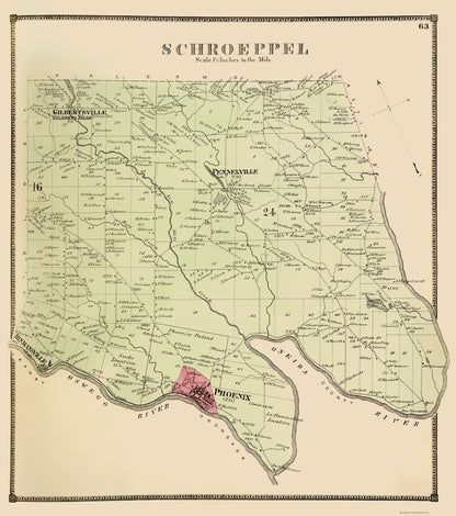 Historic City Map - Schroeppel New York - Stone 1866 - 23 x 26.00 - Vintage Wall Art