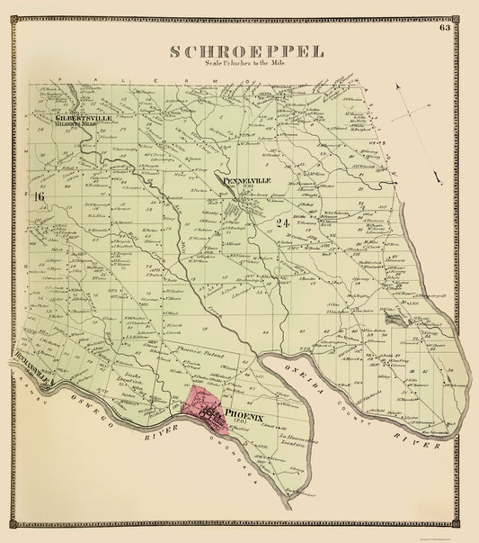 Historic City Map - Schroeppel New York - Stone 1866 - 23 x 26.00 - Vintage Wall Art