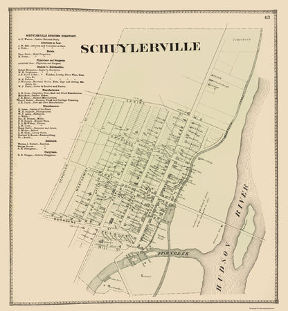 Historic City Map - Schuylerville New York - Stone 1866 - 23 x 24.88 - Vintage Wall Art