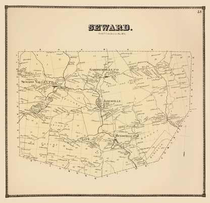 Historic City Map - Seward New York - Stone 1866 - 23 x 23.82 - Vintage Wall Art