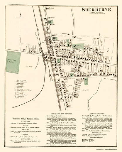 Historic City Map - Sherburne New York - Nichols 1875 - 23 x 28.63 - Vintage Wall Art