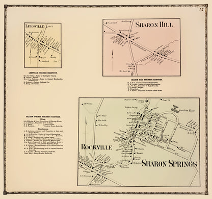 Historic City Map - Sharon Springs New York - Beers 1866 - 23 x 24.50 - Vintage Wall Art