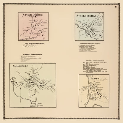 Historic City Map - Sloansville New York - Beers 1866 - 23 x 23.11 - Vintage Wall Art