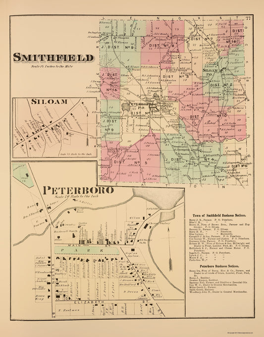 Historic City Map - Smithfield New York - Whitman 1875 - 23 x 29.38 - Vintage Wall Art