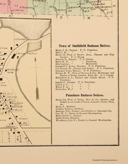 Historic City Map - Smithfield New York - Whitman 1875 - 23 x 29.38 - Vintage Wall Art