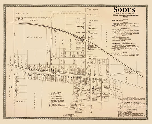 Historic City Map - Sodus New York - Beers 1874 - 23 x 28.19 - Vintage Wall Art