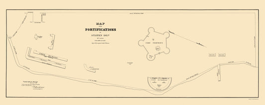 Historic State Map - Staten Island New York Fortifications 1827 - 23 x 57 - Vintage Wall Art