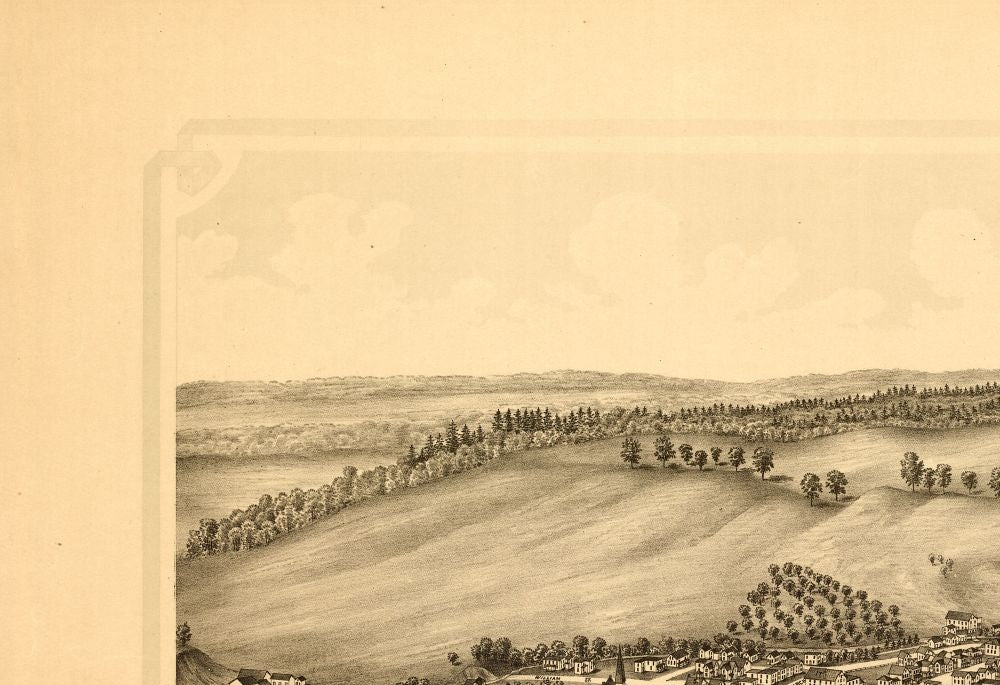 Historic Panoramic View - Saint Johnsonville New York - Burleigh 1890 - 33.56 x 23 - Vintage Wall Art
