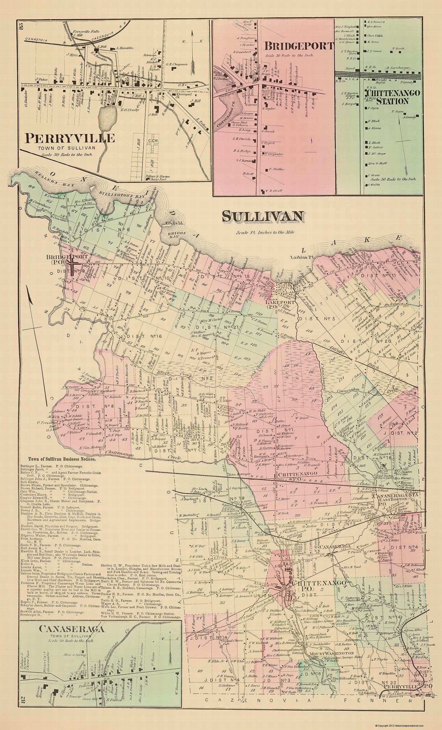 Historic City Map - Sullivan New York - Whitman 1875 - 23 x 37.96 - Vintage Wall Art