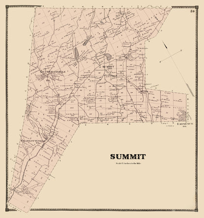 Historic City Map - Summit New York - Stone 1866 - 23 x 24.58 - Vintage Wall Art