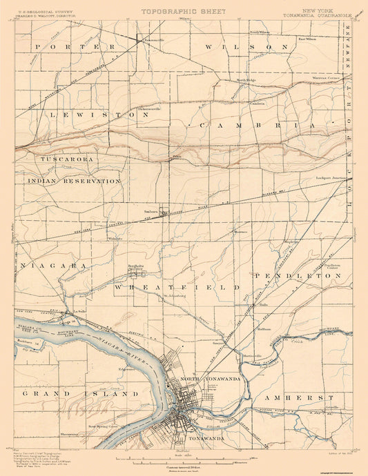 Topographical Map - Tonawanda New York Quad - USGS 1900 - 23 x 29.77 - Vintage Wall Art