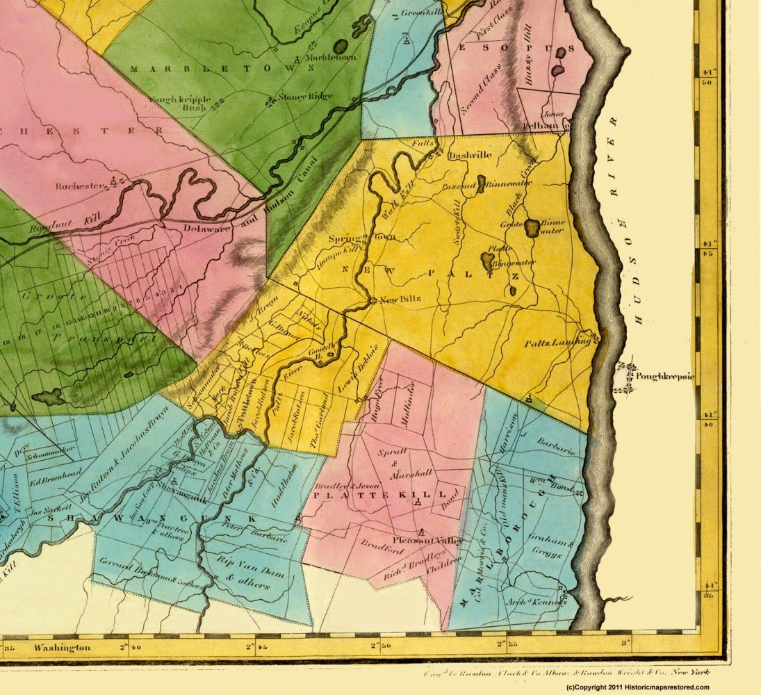 Historic County Map - Ulster County New York - Burr 1829 - 25.19 X 23 ...