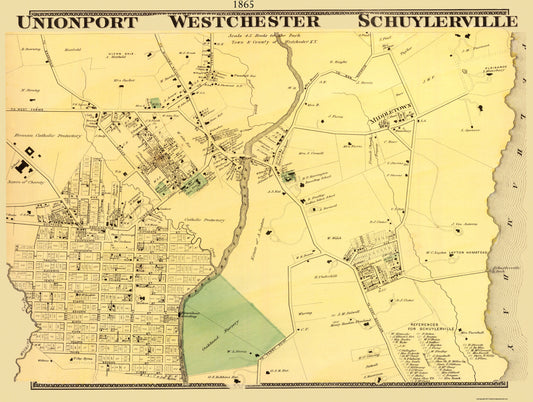 Historic City Map - Union Port Westchester New York - Beers 1865 - 30.5 x 23 - Vintage Wall Art