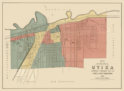 Historic City Map - Utica New York - Francis 1876 - 31.21 x 23 - Vintage Wall Art