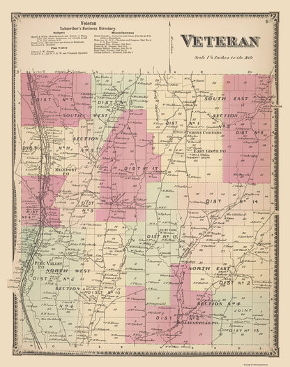 Historic City Map - Veteran New York - Beers 1869 - 23 x 29.03 - Vintage Wall Art