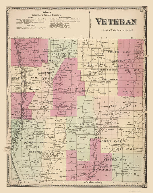 Historic City Map - Veteran New York - Beers 1869 - 23 x 29.03 - Vintage Wall Art