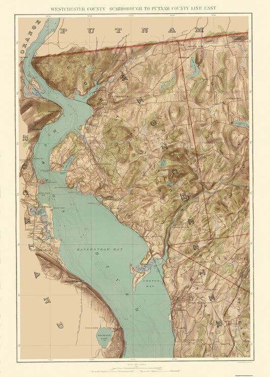 Historic County Map - Westchester County New York - Bien 1891 - 23 x 32 - Vintage Wall Art