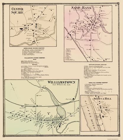 Historic City Map - Center Square Sand Bank Williamstown Seneca Hill New York - Stone 1867 - 23x26 - Vintage Wall Art