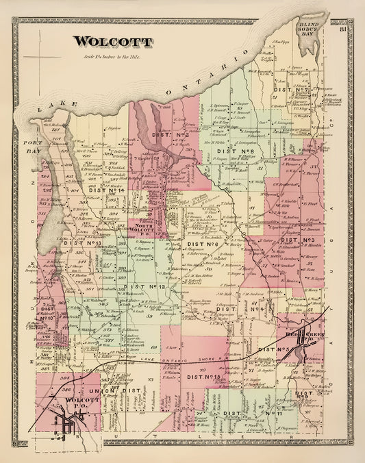 Historic City Map - Wolcott New York - Beers 1874 - 23 x 29.18 - Vintage Wall Art