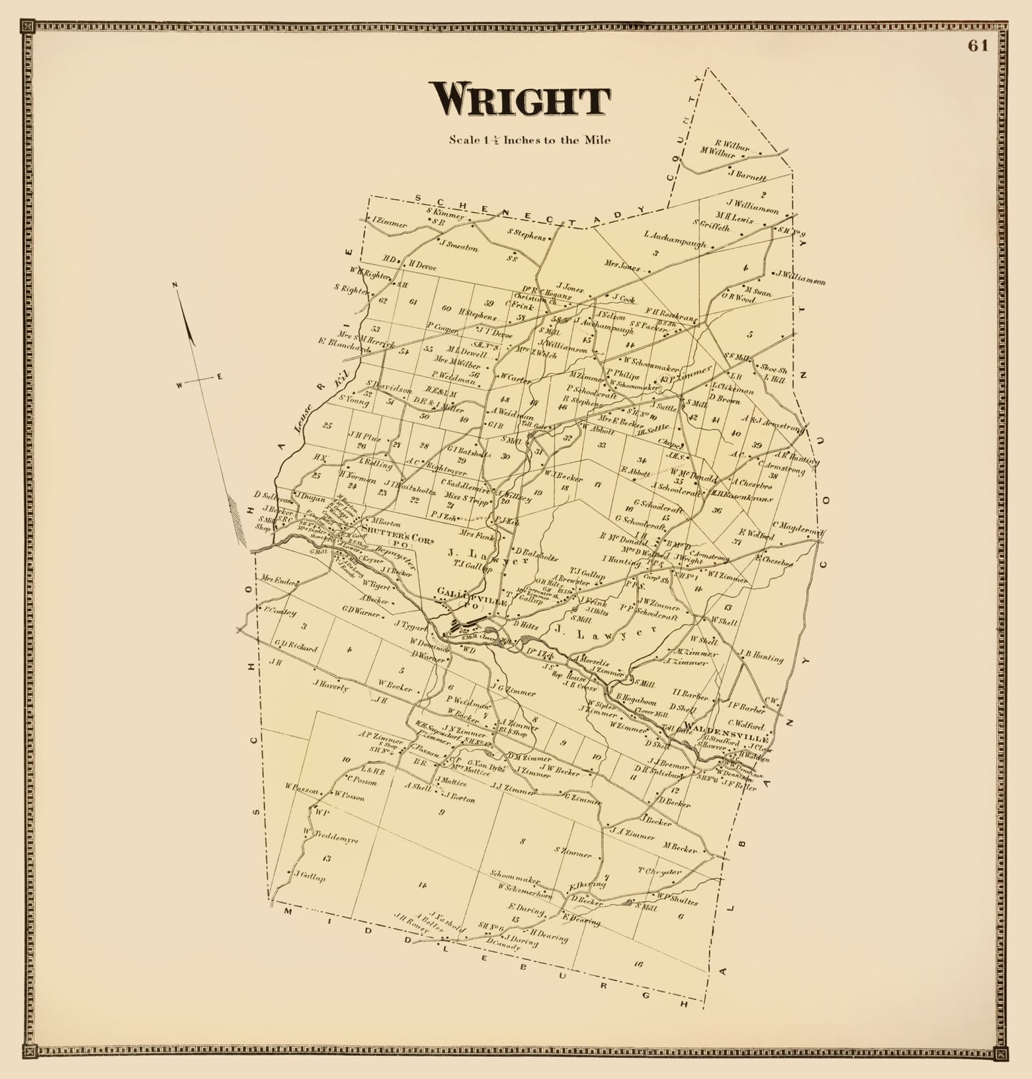 Historic City Map - Wright New York - Stone 1866 - 23 x 24.06 - Vintage Wall Art